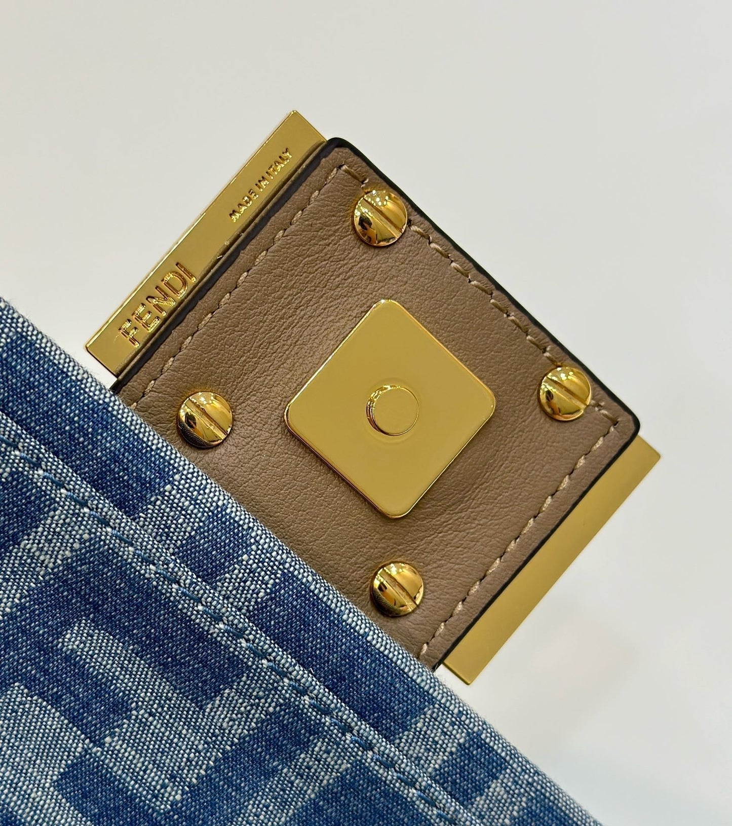 BAGUETTE MINI 19 BAG IN CERULEAN BLUE MONOGRAM DENIM WITH GOLD HARDWARE