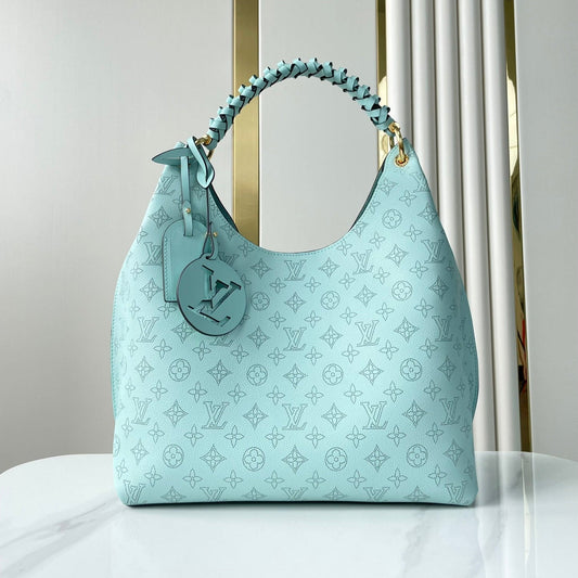 CARMEL 40 IN SKY BLUE MONOGRAM PERFORATED CALFSKIN