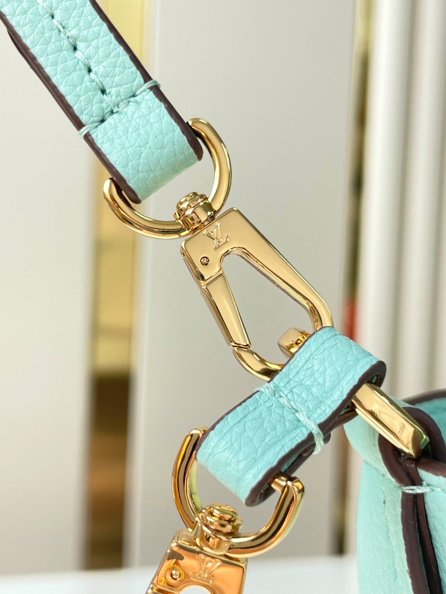 BLOSSOM PM 20 IN SKY BLUE MONOGRAM PERFORATED CALFSKIN