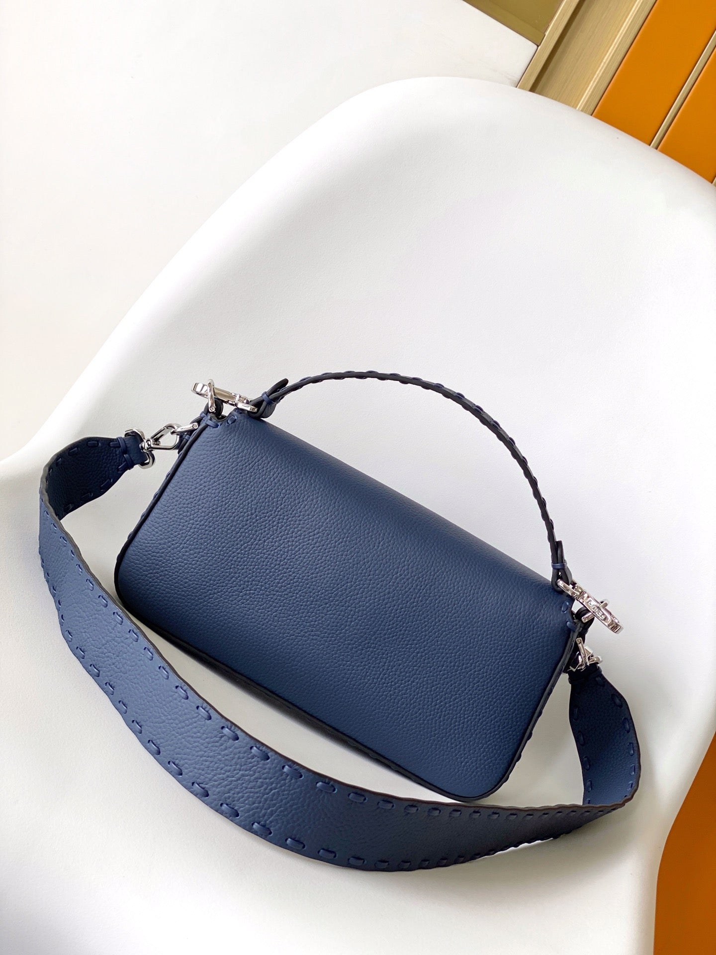 Fend Baguette 27 Bag Dark Blue Calfskin Shw