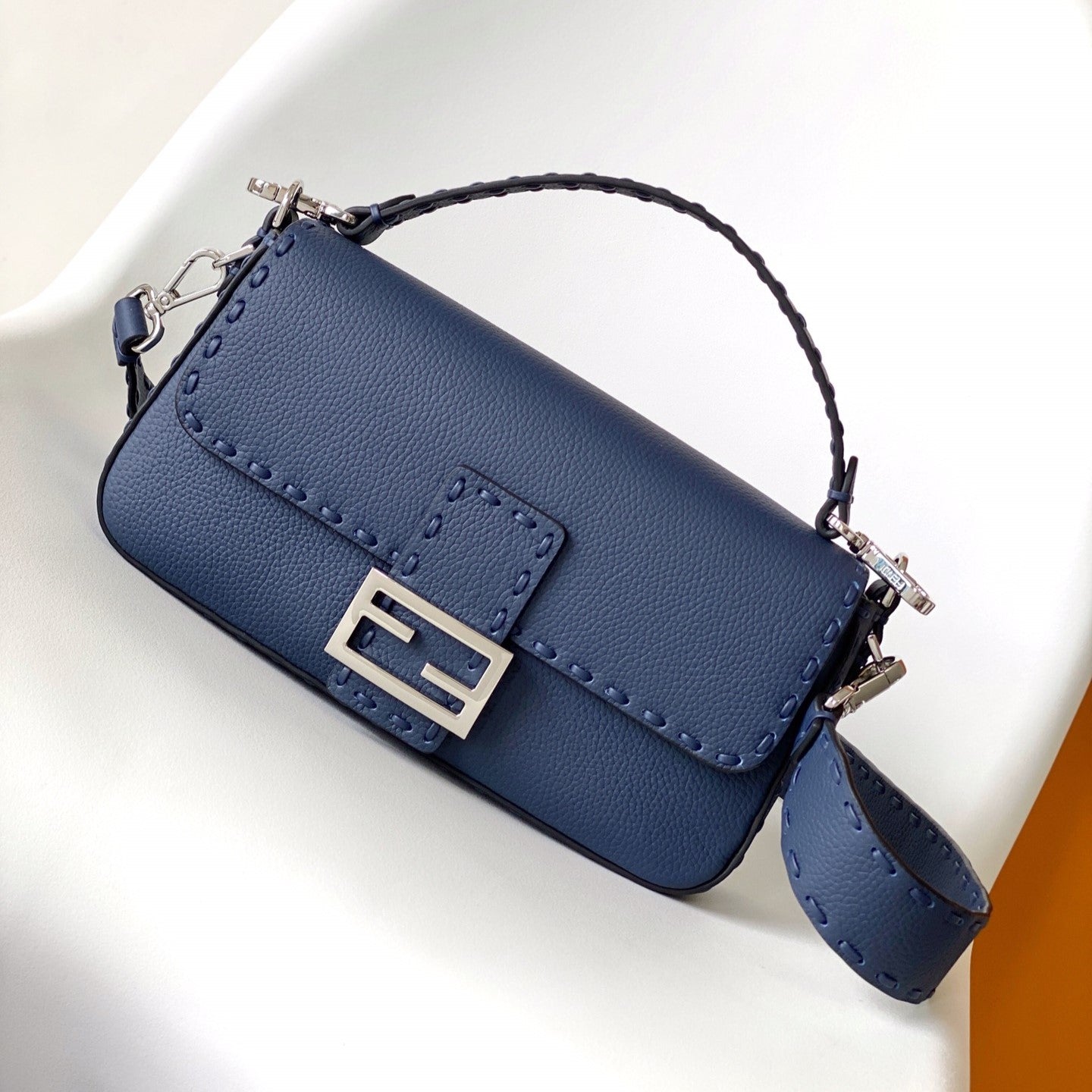 Fend Baguette 27 Bag Dark Blue Calfskin Shw