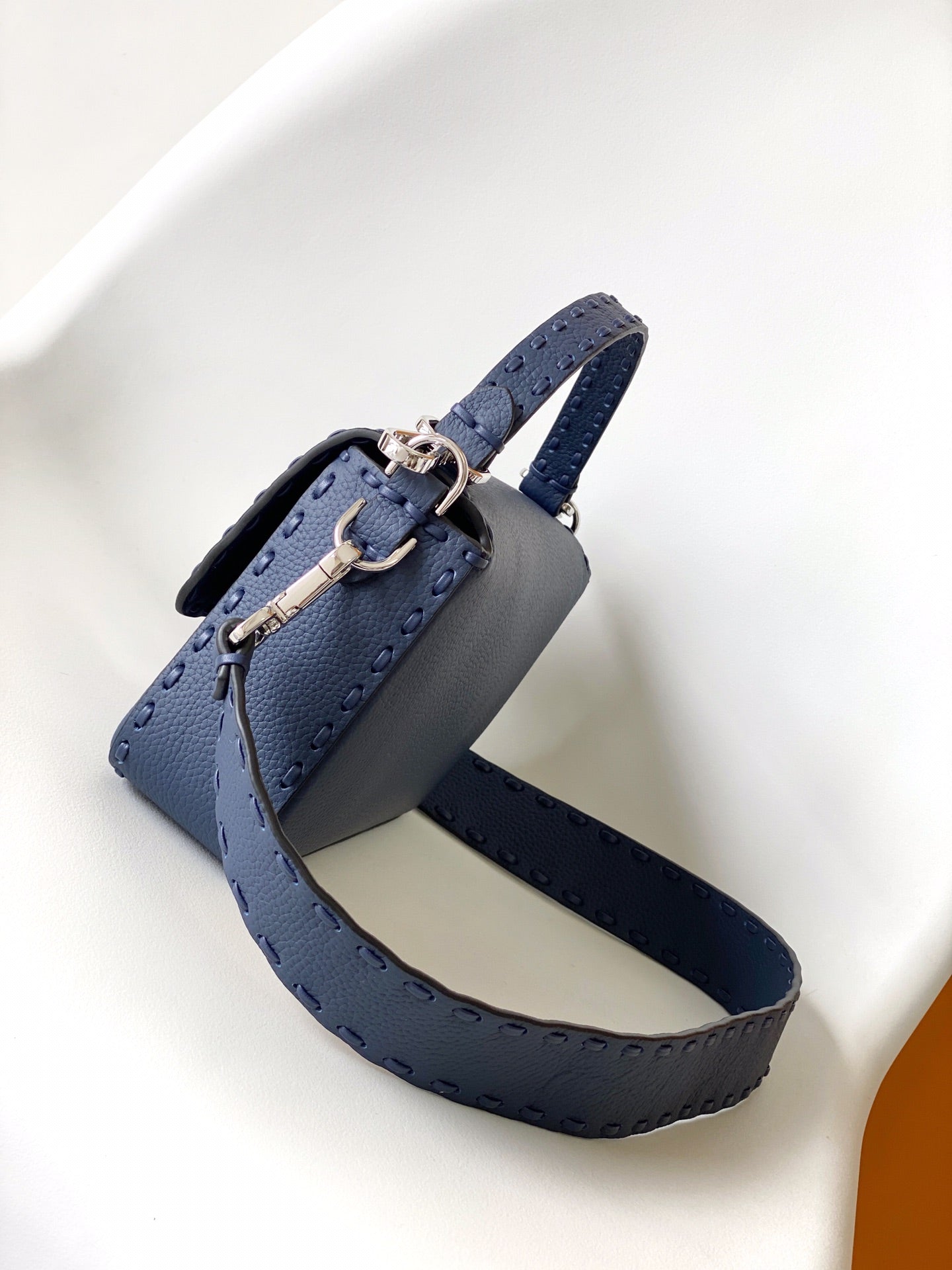 Fend Baguette 27 Bag Dark Blue Calfskin Shw