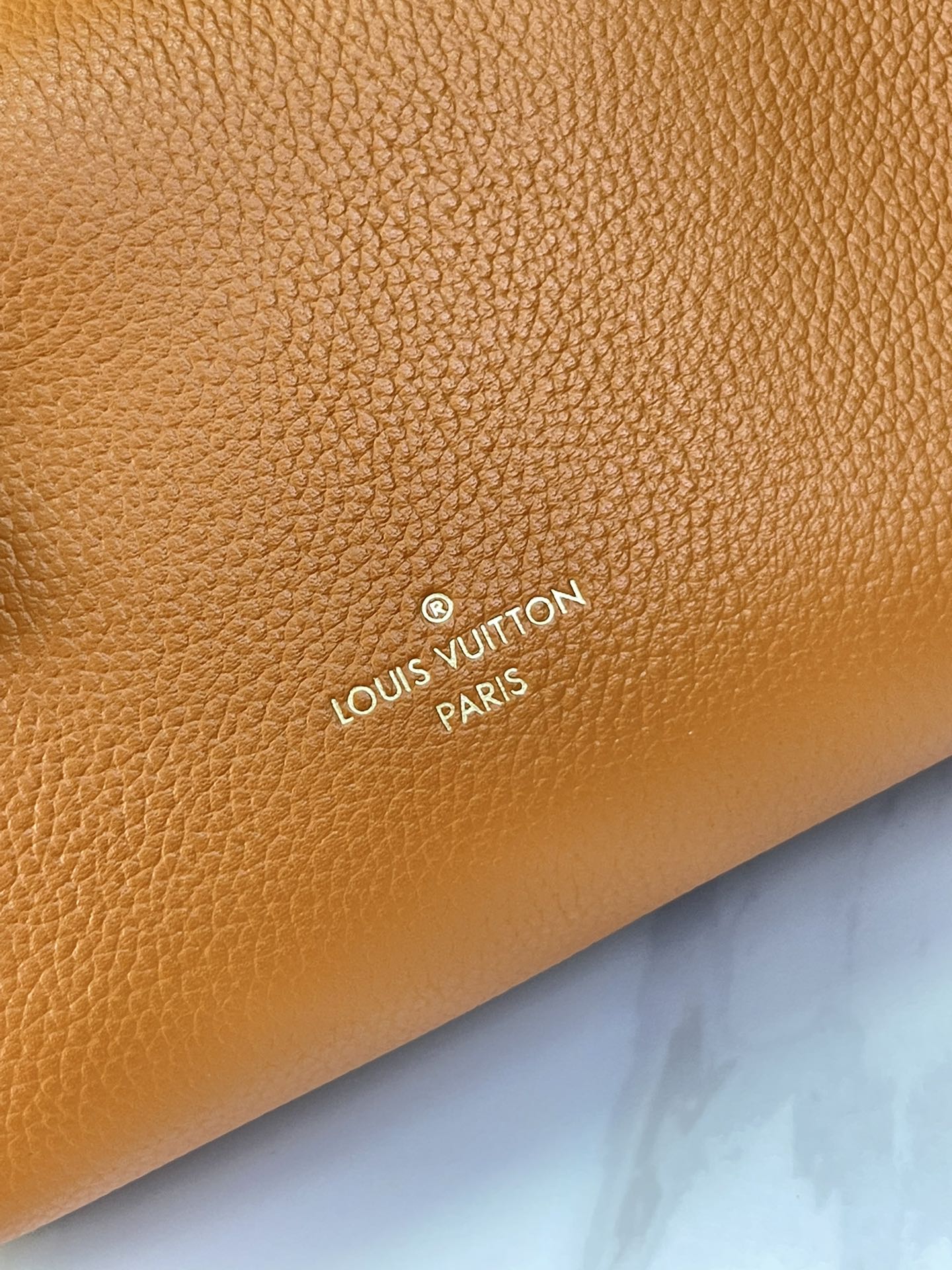 SIDE TRUNK MINI 18 IN ORANGE BROWN CALFSKIN GOLD HARDWARE