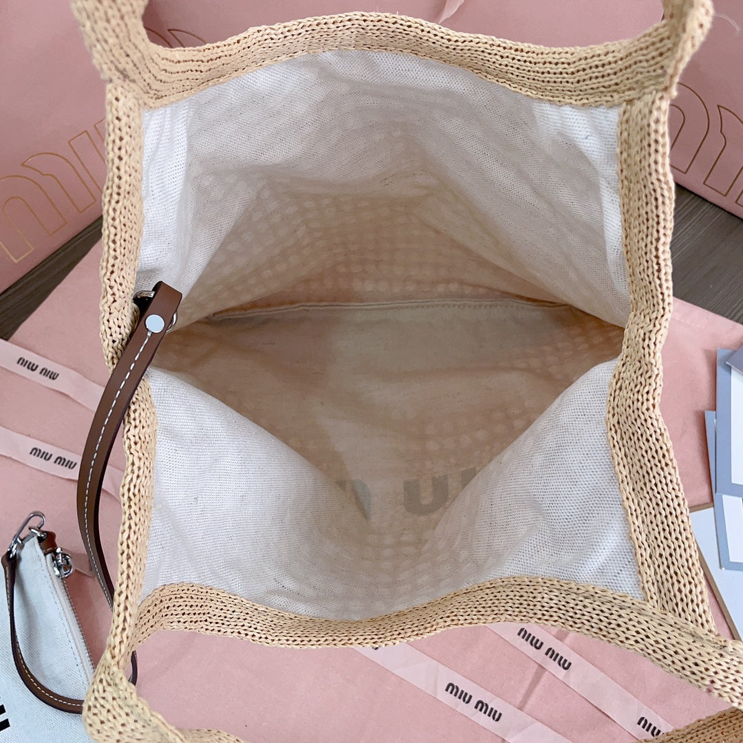 IVY TOTE BAG 40 IN BEIGE MIX WHITE MESH