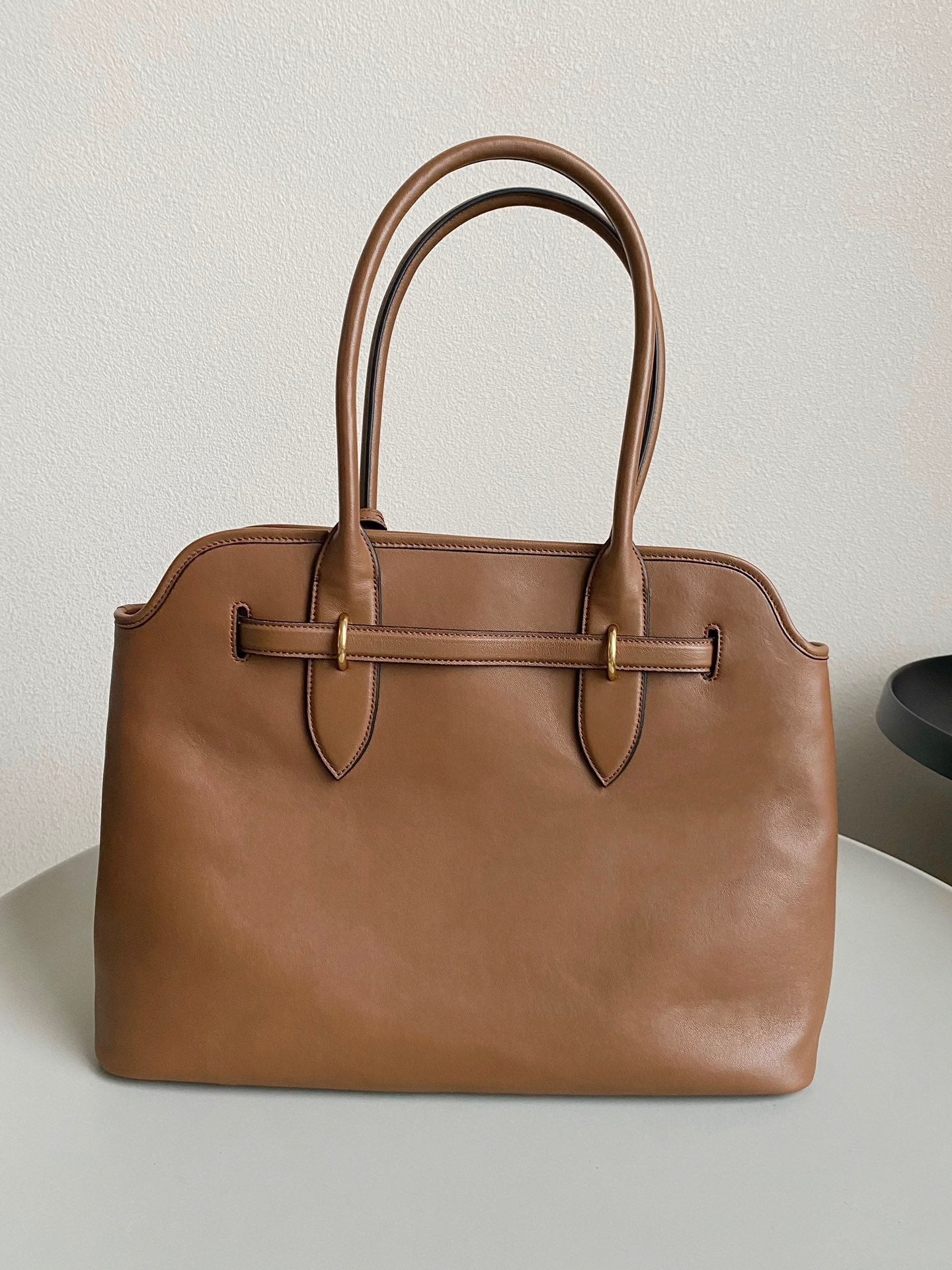 LARGE HANDBAG 40 IN CINNAMON BROWN CALFSKIN