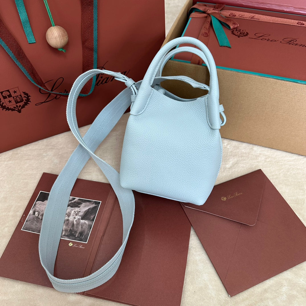 MICRO BALE BAG IN LIGHT BLUE CALFSKIN