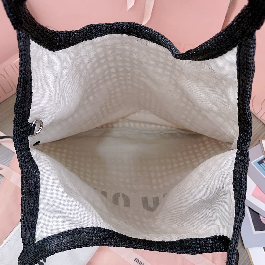 IVY TOTE BAG 40 IN BLACK MIX WHITE MESH