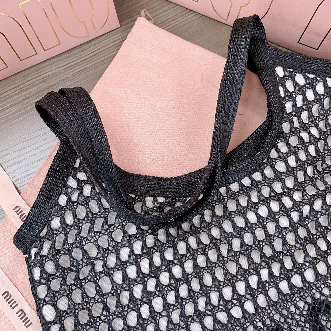 IVY TOTE BAG 40 IN BLACK MIX WHITE MESH