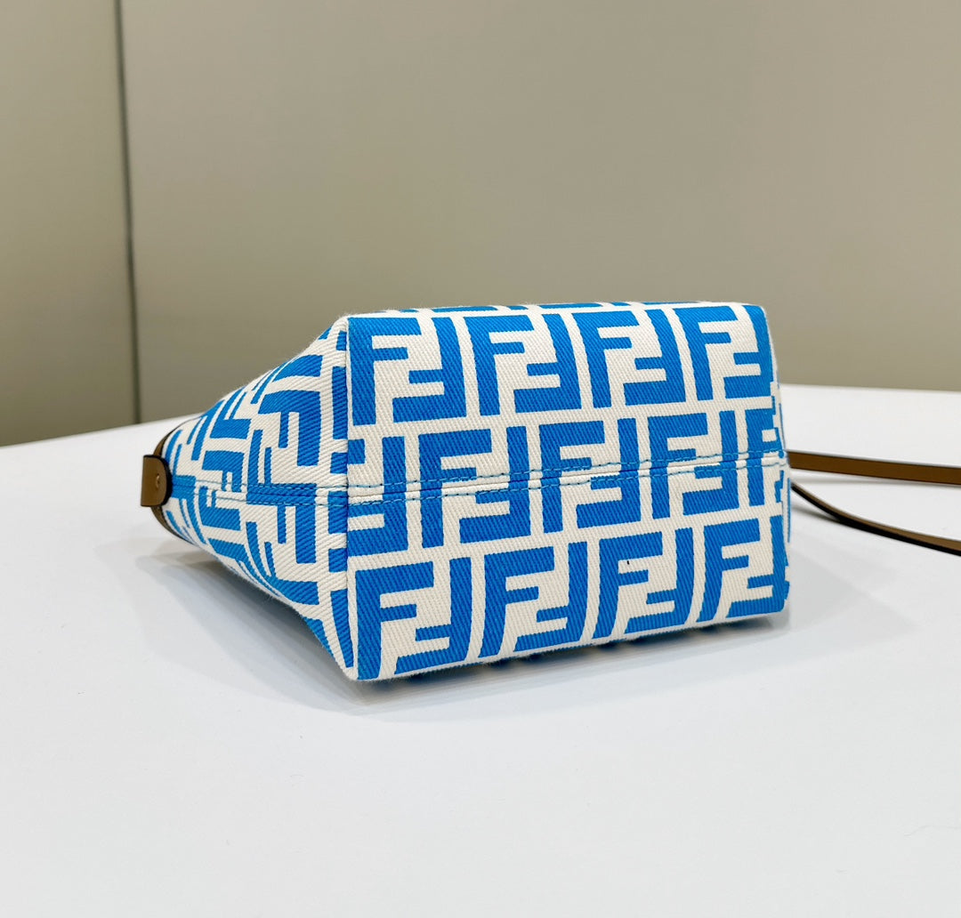 MINI ROLL BAG 15 OCEAN BLUE MIX WHITE FF JACQUARD FABRIC