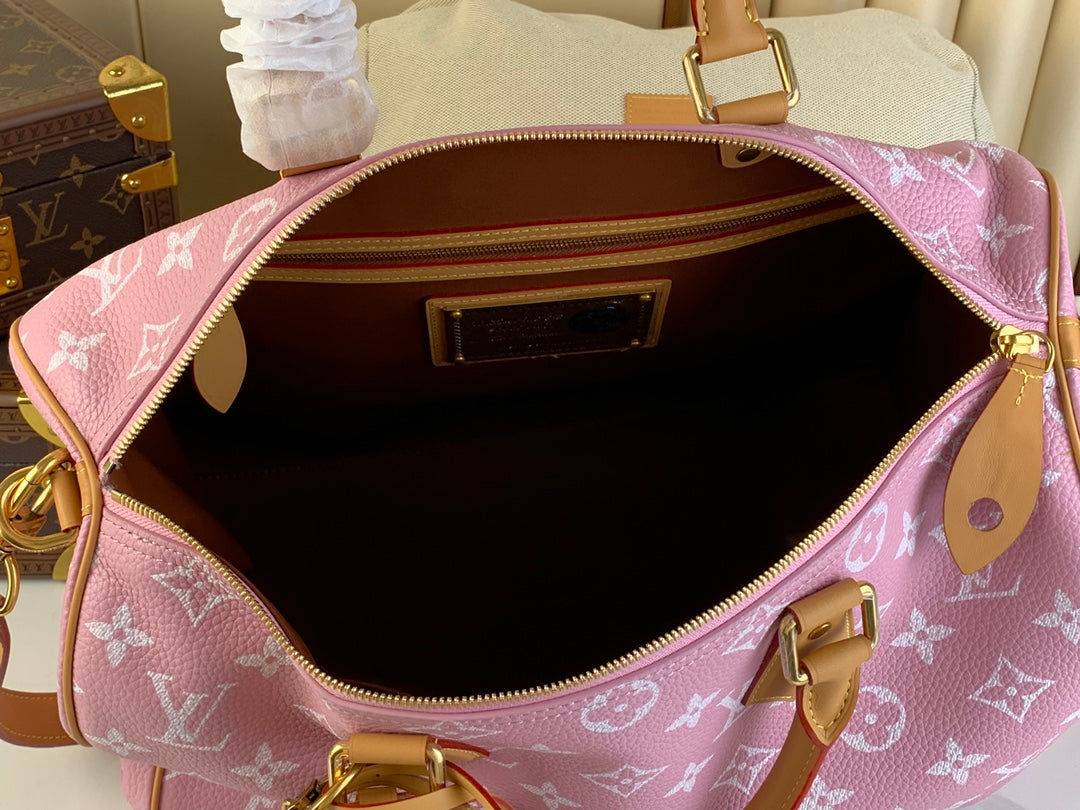 SPEEDY P9 BANDOULIÈRE 40 IN FLAMINGO PINK MONOGRAM CALFSKIN