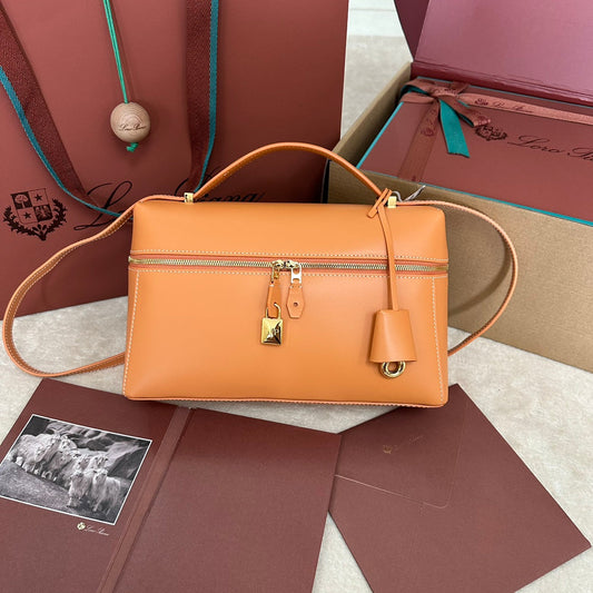 EXTRA BAG L27 IN NEON ORANGE SMOOTH CALFSKIN WITH GOLD HARDWARE