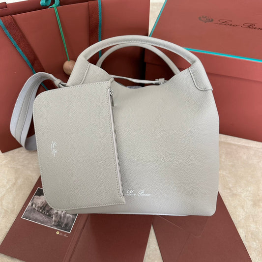 MEDIUM 36 BAG IN PALE GRAY CALFSKIN WITH SILVER HARDWARE