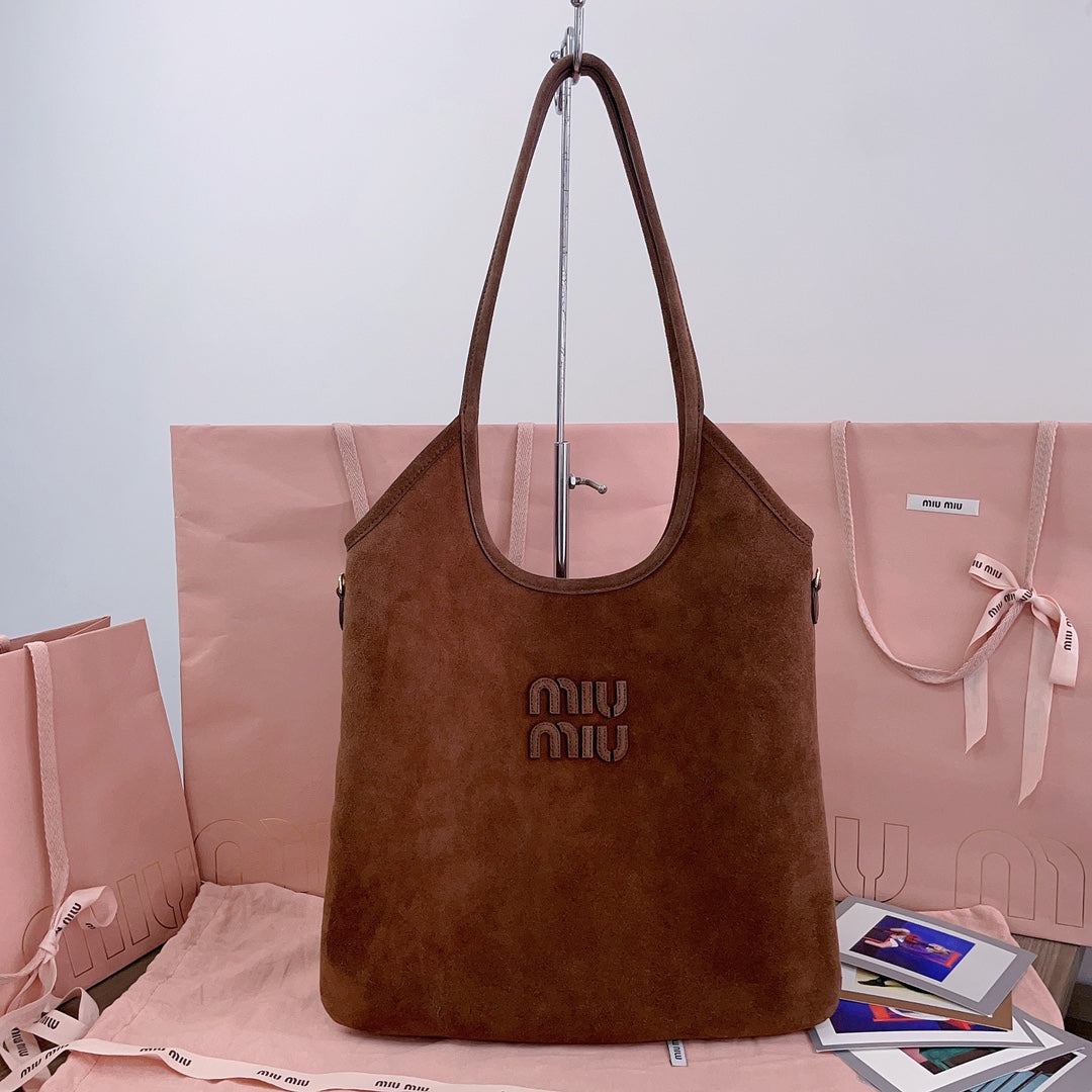 IVY TOTE BAG 40 IN BROWN SUEDE