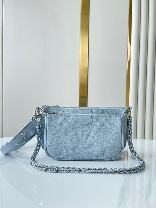 MULTI POCHETTE ACCESSOIRES 24 IN BEAU BLUE MONOGRAM EMPREINTE LEATHER