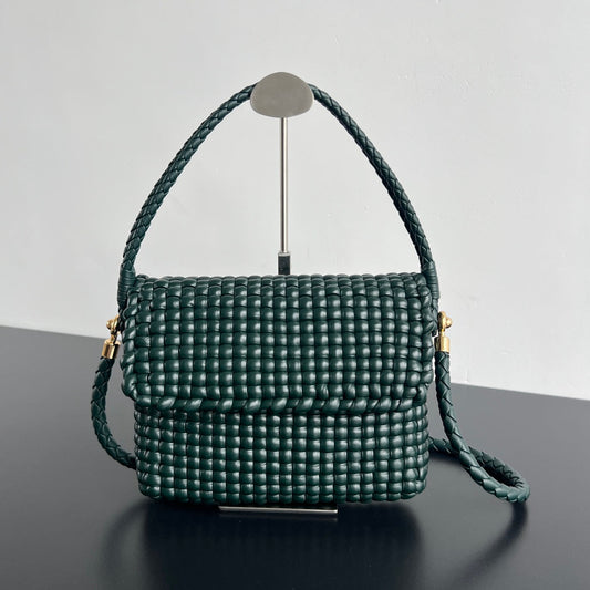 SWING MESSENGER 25 IN DARK GREEN LAMBSKIN GOLD HARDWARE