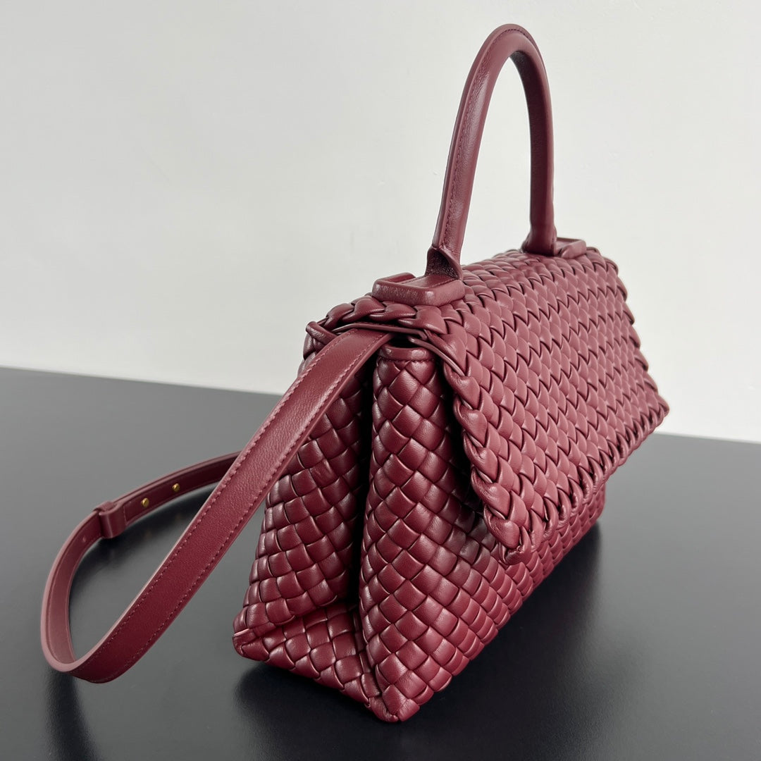 PATTI SHOULDER BAG 26 IN BURGUNDY RED LAMBSKIN