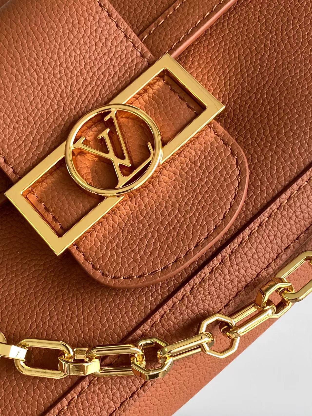 DAUPHINE SOFT MM 24 IN COGNAC CALFSKIN GOLD HARDWARE