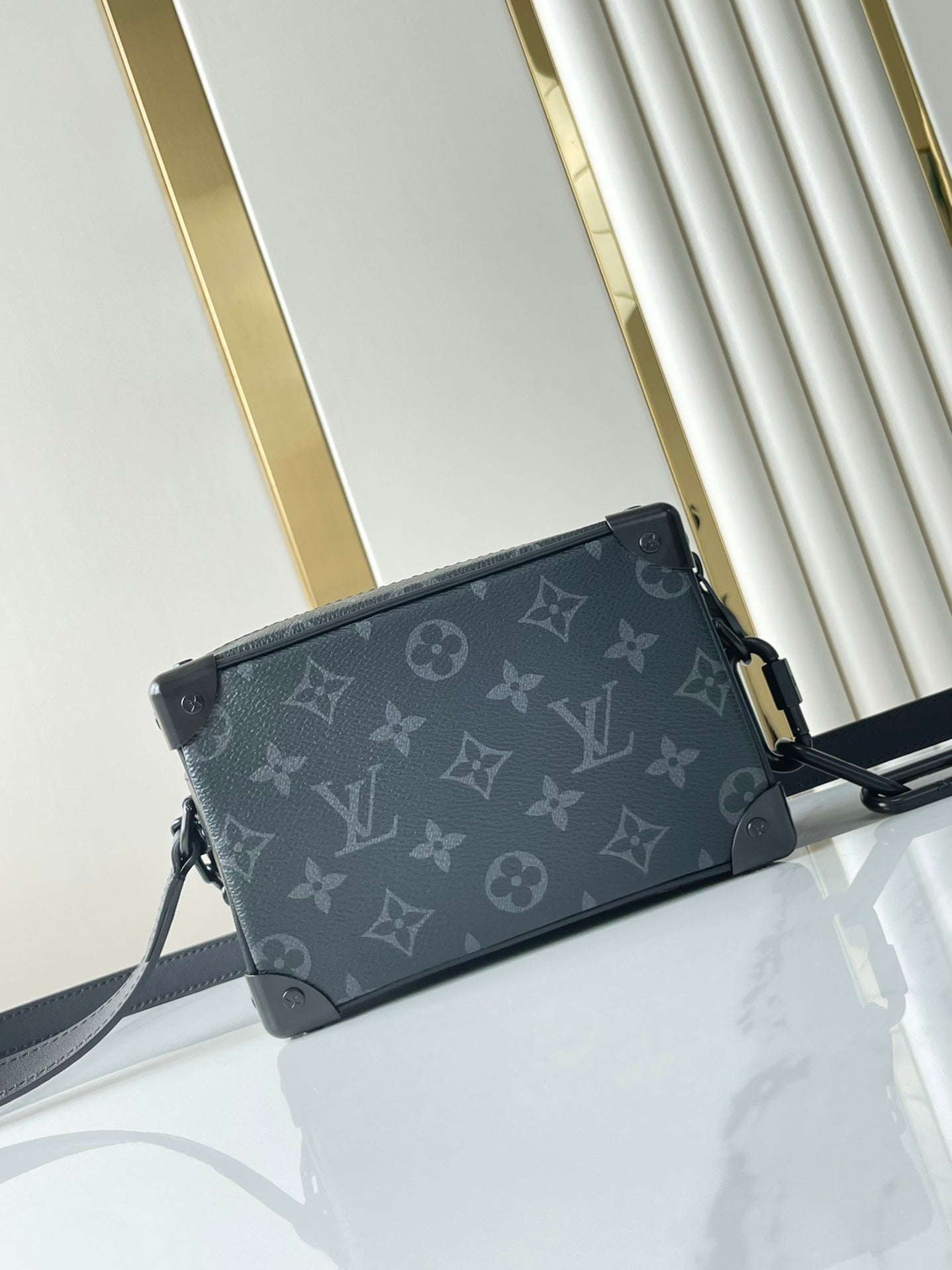 MINI SOFT TRUNK 18 IN GUN METAL MONOGRAM ECLIPSE CANVAS