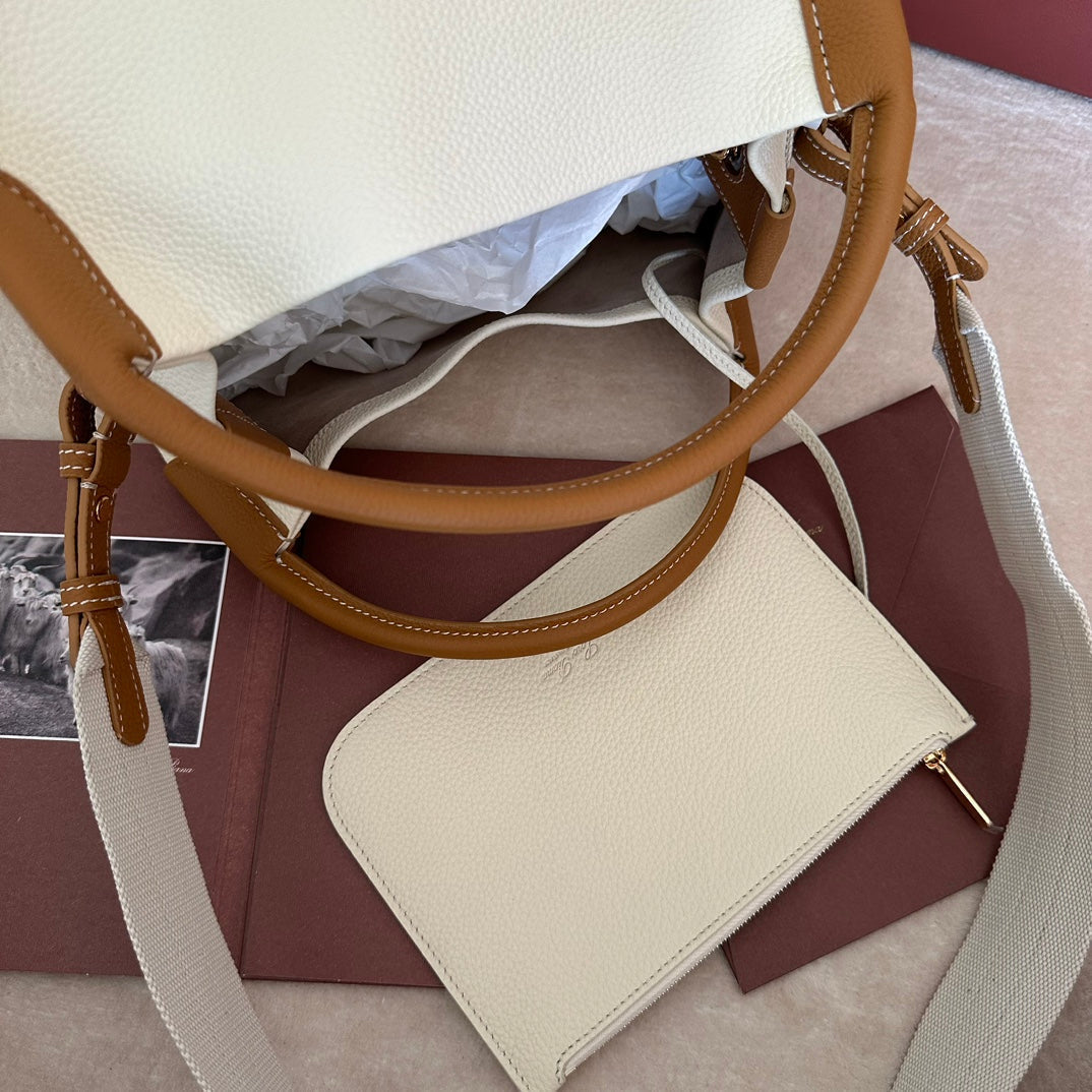 MEDIUM 36 BAG IN WHITE MIX BRONZE BROWN CALFSKIN WITH GOLD HARDWARE