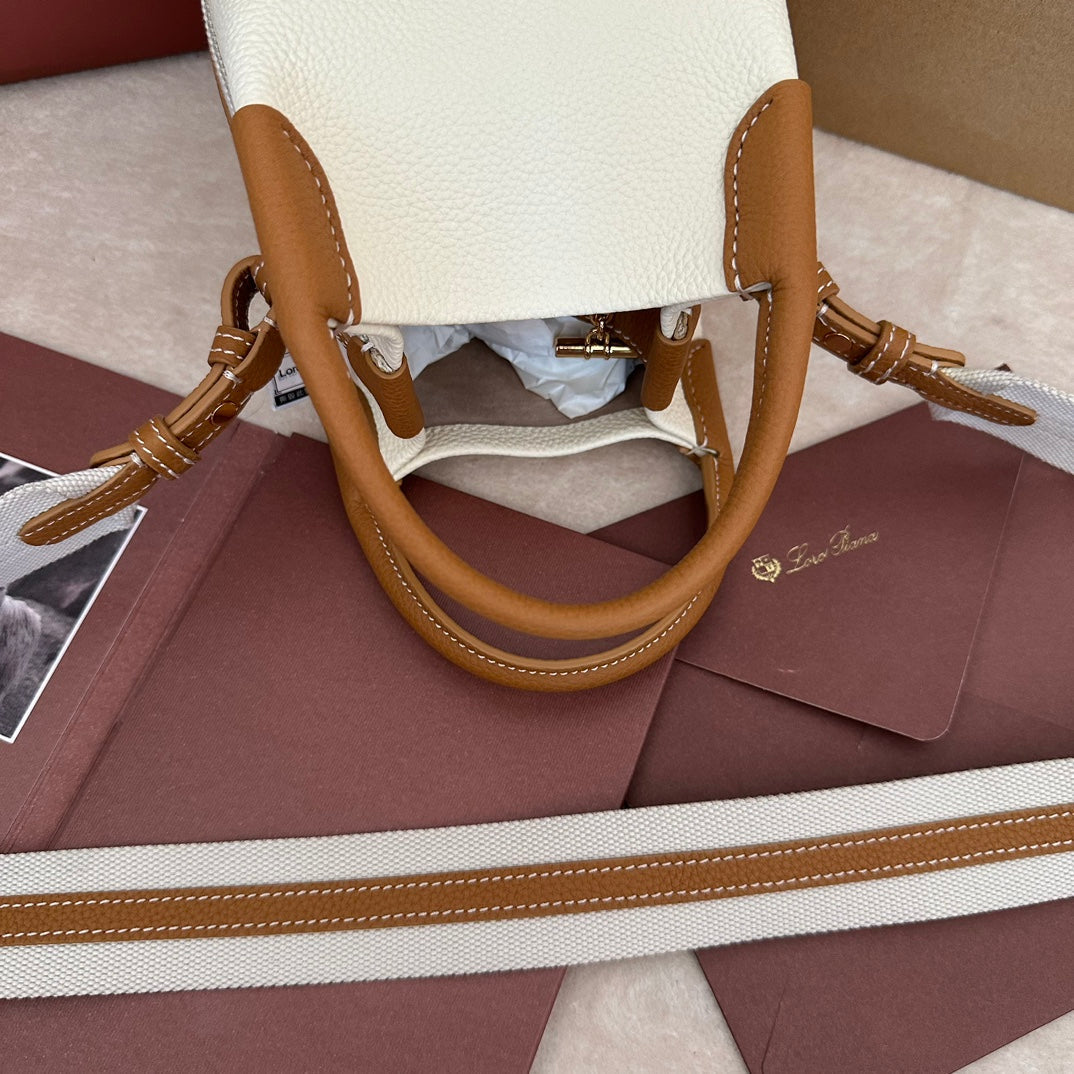 MICRO BALE BAG IN WHITE MIX BRONZE BROWN CALFSKIN