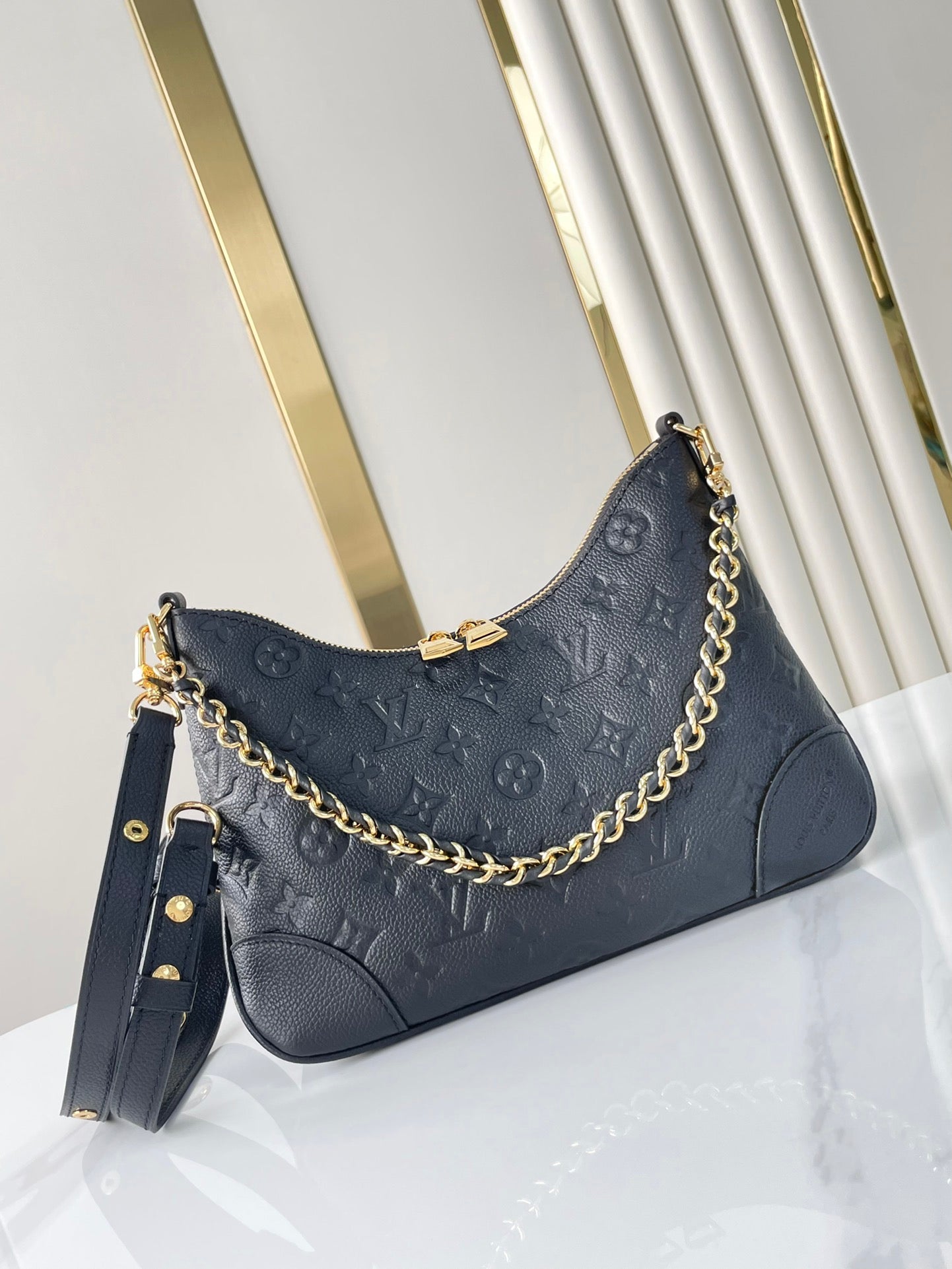 BOULOGNE 29 IN BLACK MONOGRAM EMPREINTE LEATHER GOLD HARDWARE