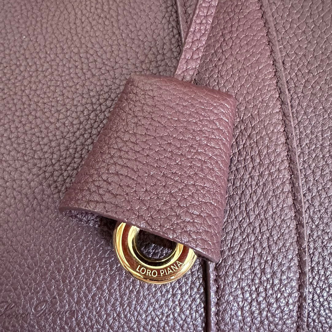 LOOM BAG 25 IN WINE PURPLE CALFSKIN WITH GOLD HARDWARE