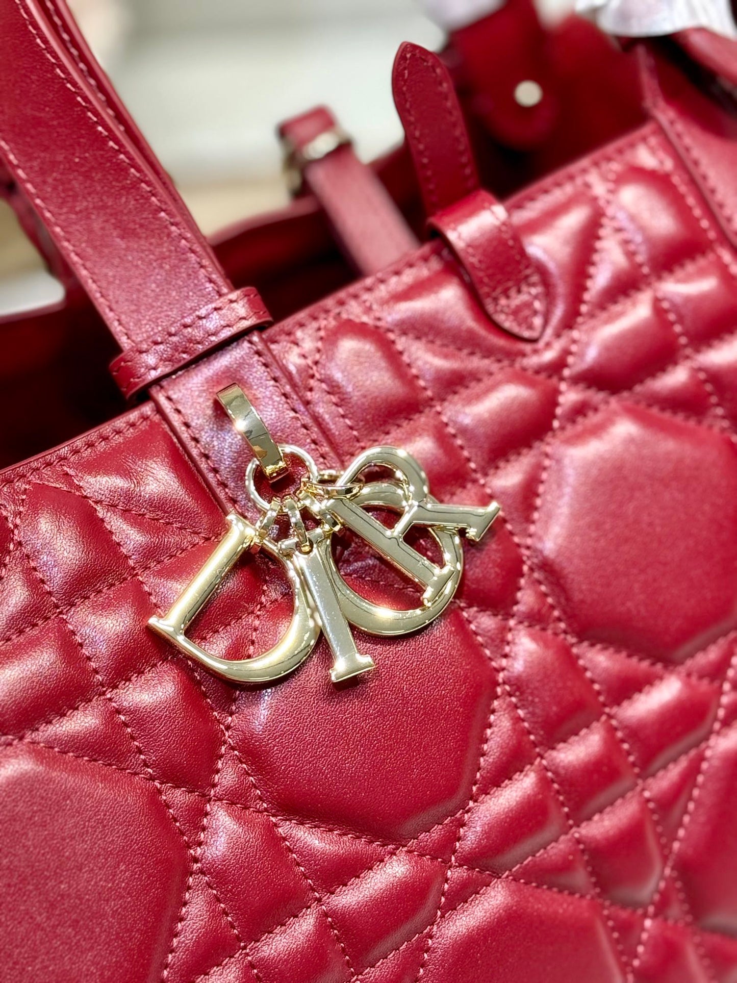 SMALL 28 TOUJOURS BAG IN RUBY RED MACROCANNAGE LAMBSKIN