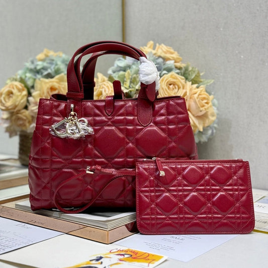 SMALL 28 TOUJOURS BAG IN RUBY RED MACROCANNAGE LAMBSKIN