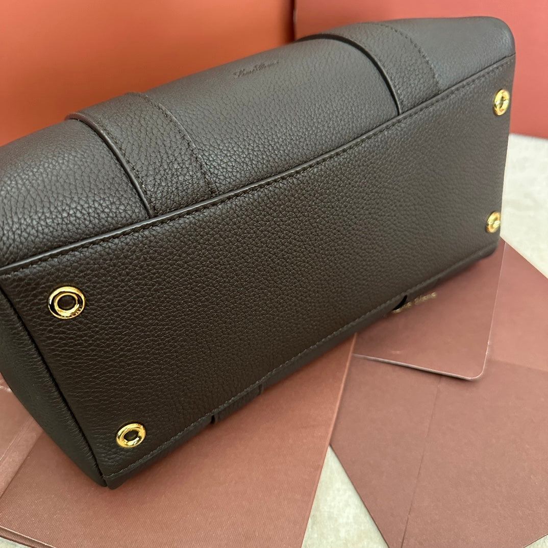 LOOM BAG 25 IN WALNUT BROWN SMOOTH CALFSKIN WITH GOLD HARDWARE