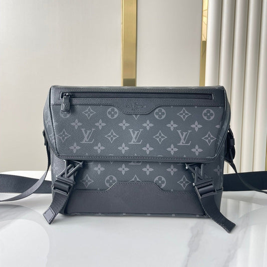 MESSENGER VOYAGER PM 33 IN GUN METAL MONOGRAM ECLIPSE CANVAS