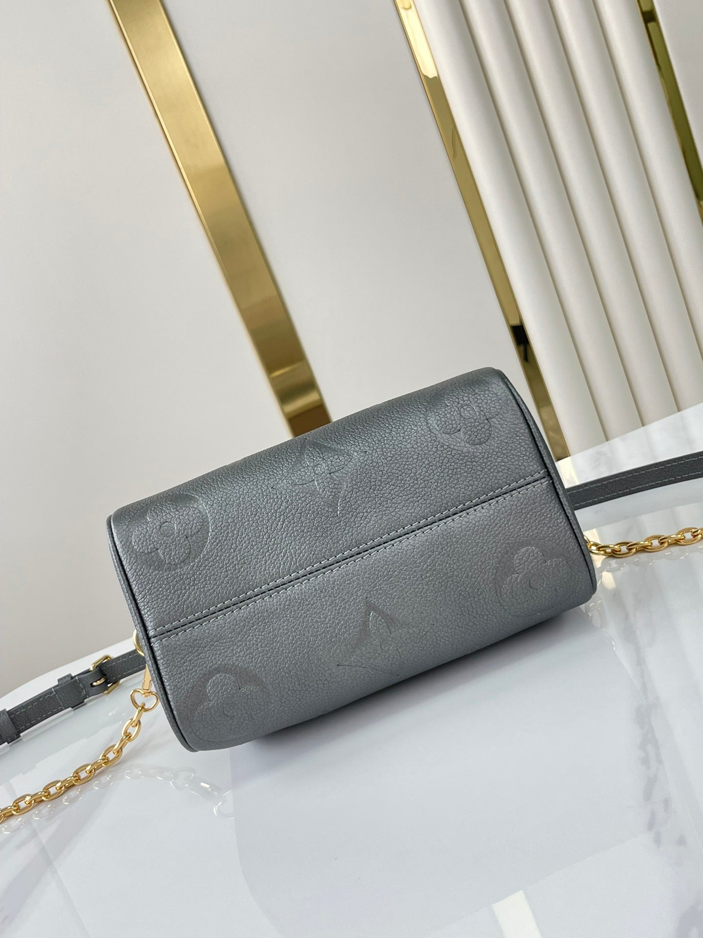 SPEEDY BANDOULIÈRE 20 IN GUN METAL MONOGRAM EMPREINTE GOLD HARDWARE