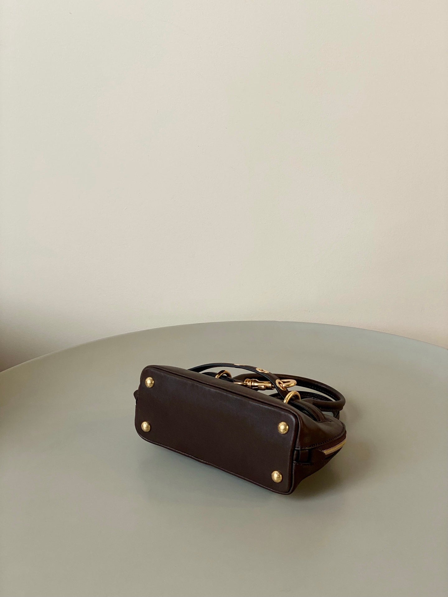 AVENTURE NAPPA MINI BAG 21 IN BRUNETTE BROWN CALFSKIN GOLD HARDWARE