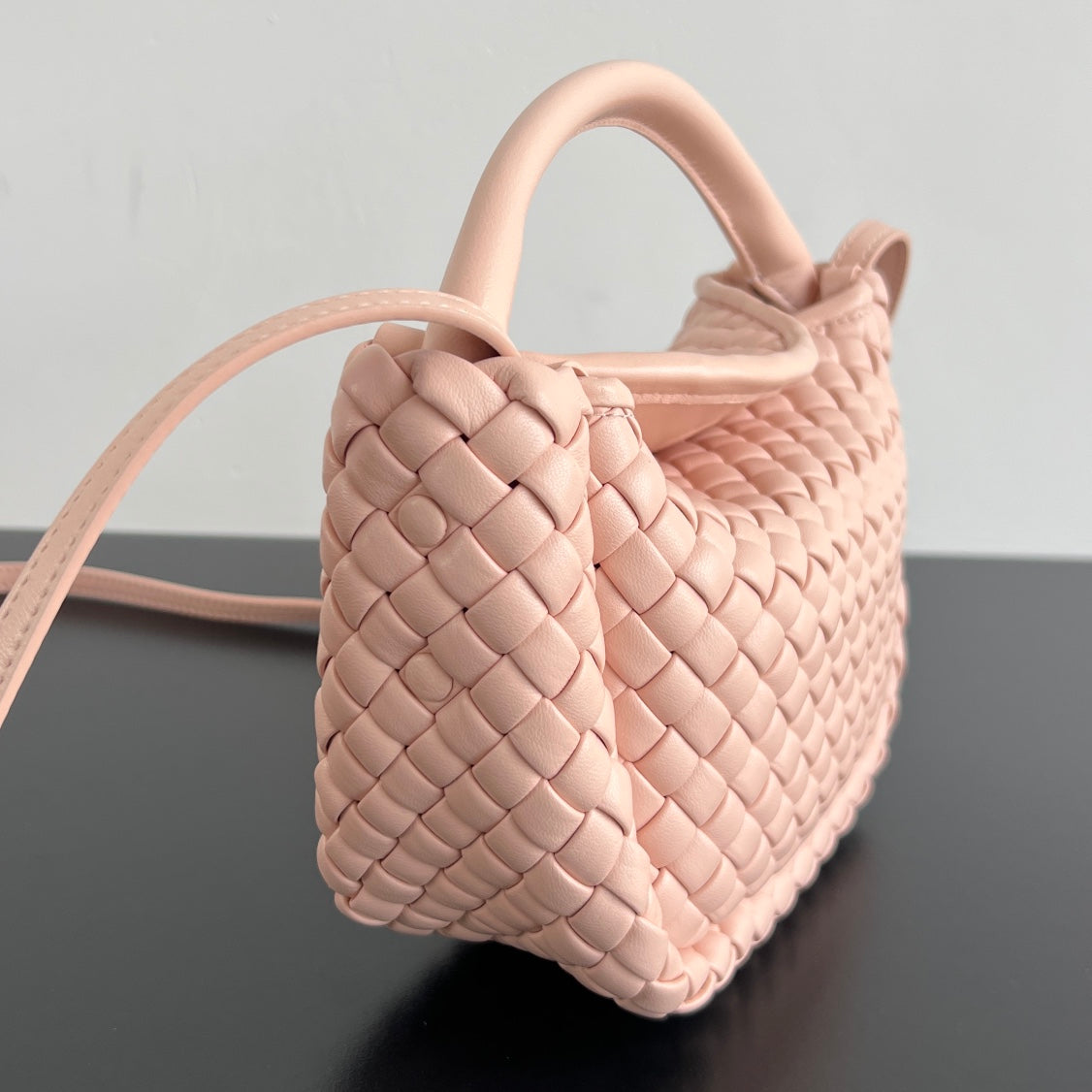 COBBLE TOP HANDLE BAG 23 IN MELON PINK LAMBSKIN