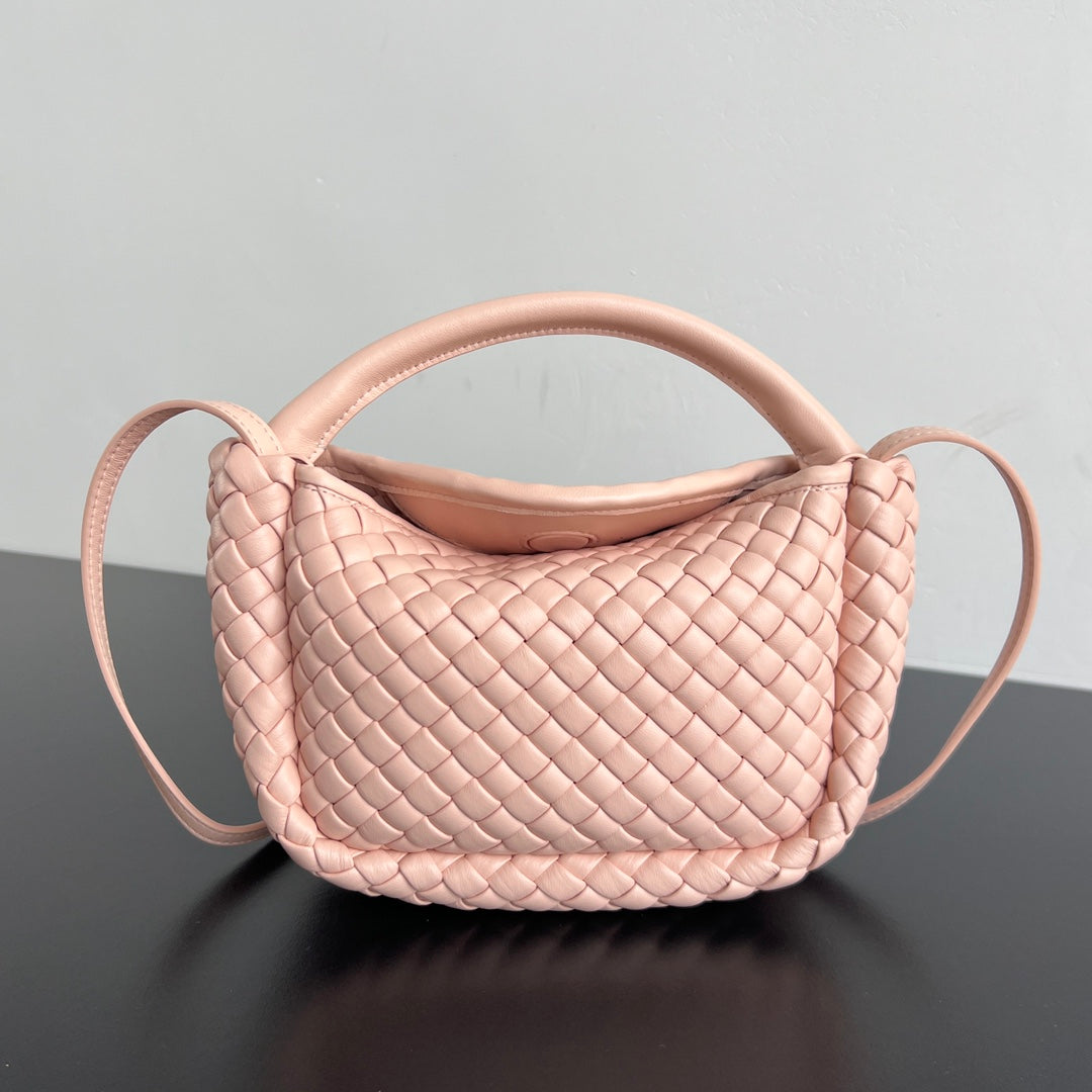 COBBLE TOP HANDLE BAG 23 IN MELON PINK LAMBSKIN