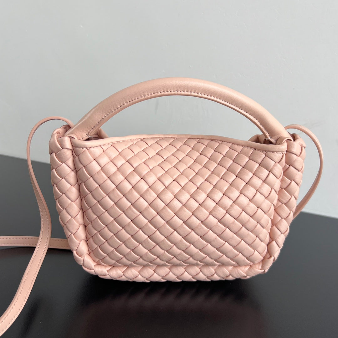 COBBLE TOP HANDLE BAG 23 IN MELON PINK LAMBSKIN