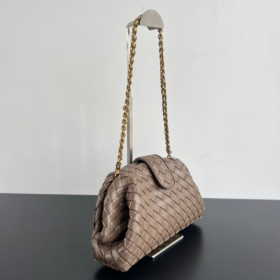 LAUREN 1980 BAG 31 IN WOOD BROWN LAMBSKIN GOLD STRAP