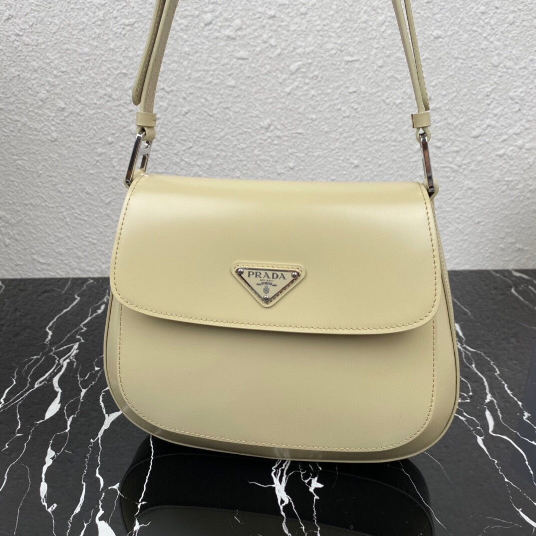 CLEO 24 BEIGE BRUSHED LEATHER SHOULDER BAG