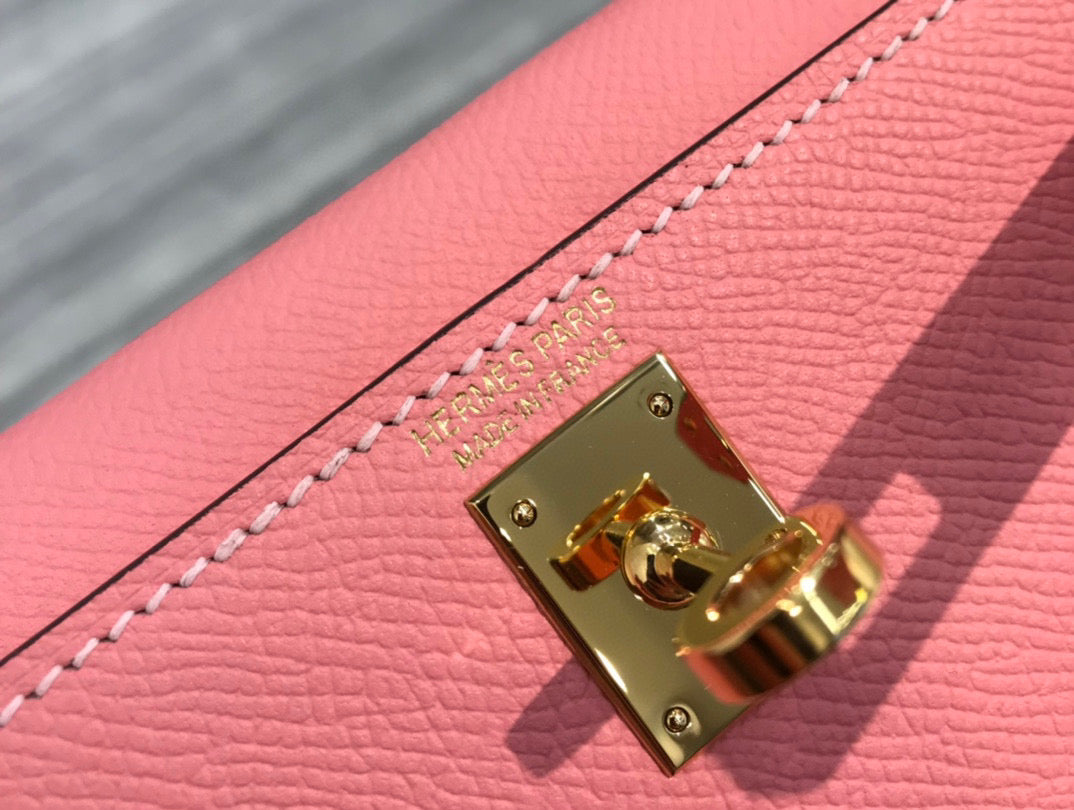 HM KELLY MINI 20 PINK EPSOM GOLD HARDWARE