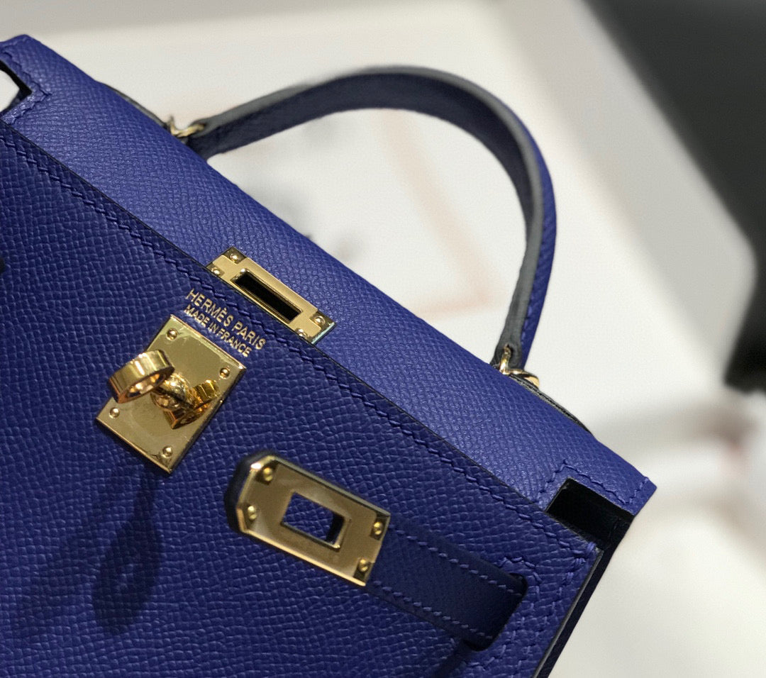 HM KELLY MINI 20 BLUE VIOLET EPSOM GOLD HARDWARE