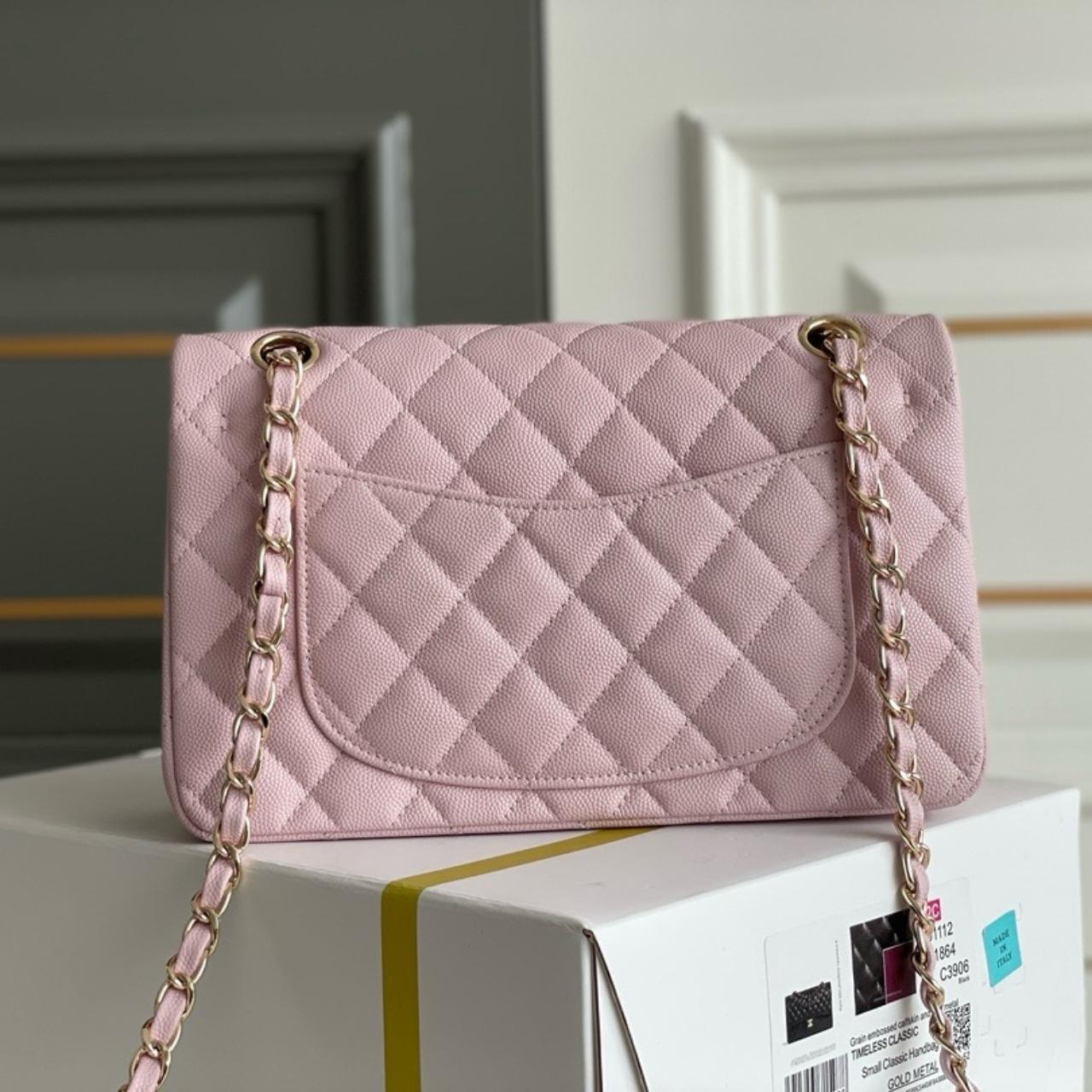 CC SMALL 23 FLAP BAG IN LIGHT PINK CALFSKIN/CAVIAR GOLD HARDWARE