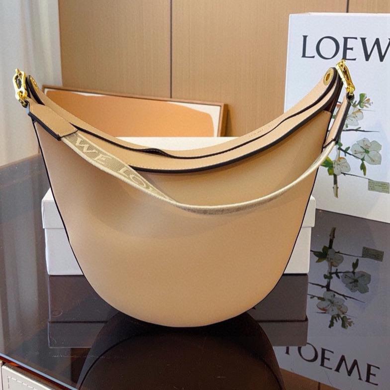 LOE LUNA HOBO 28 BAG IN TAN BROWN CALFSKIN