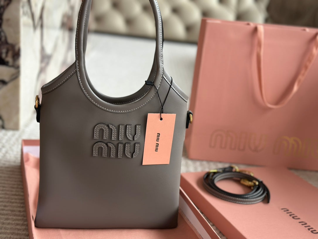 IVY SMALL TOTE BAG 22 IN GRAY CALFSKIN