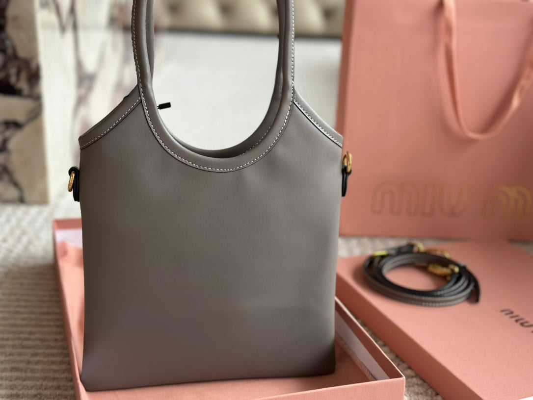 IVY SMALL TOTE BAG 22 IN GRAY CALFSKIN