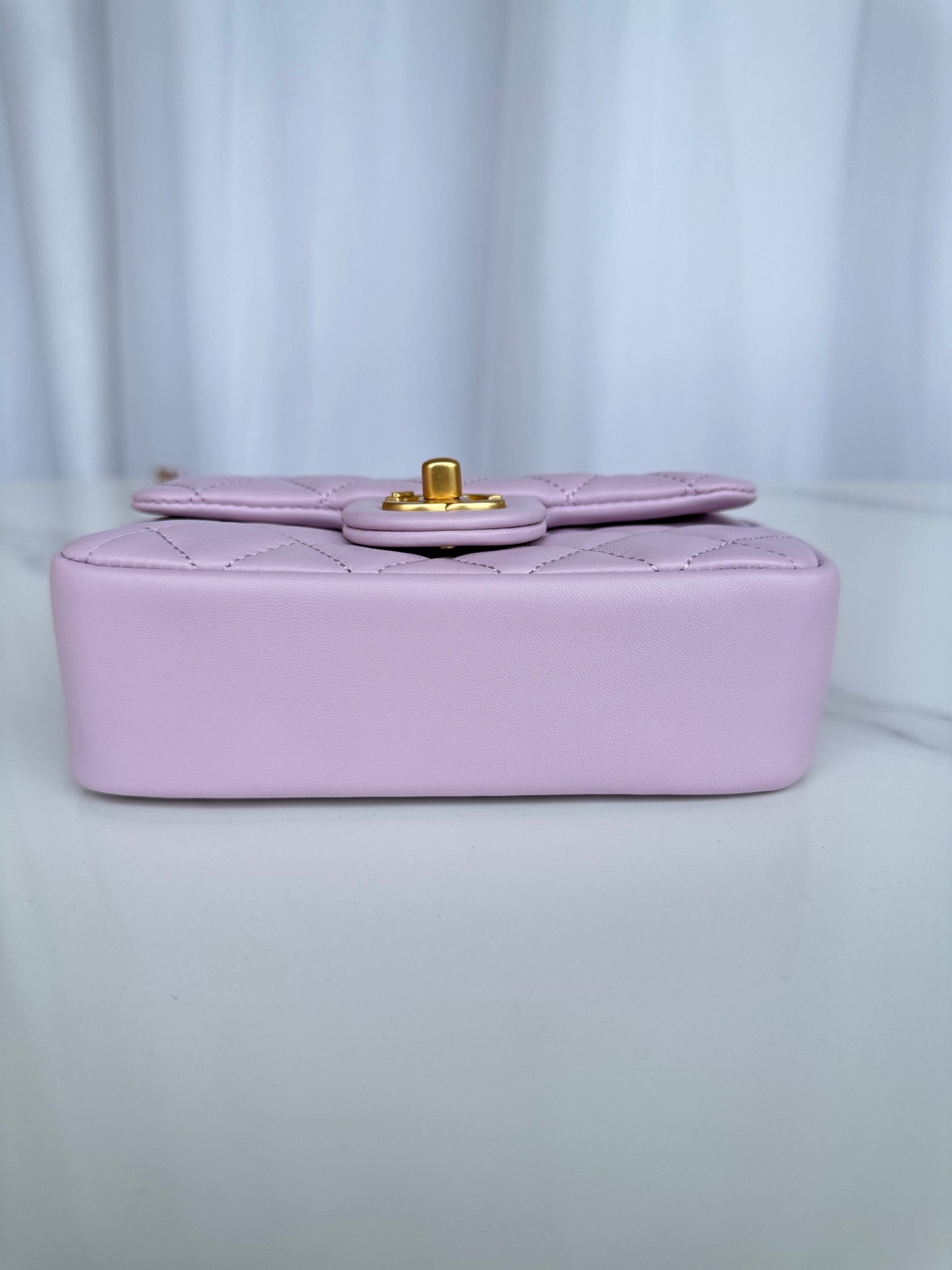 CC MINI 18 FLAP BAG IN LIGHT PINK CALFSKIN