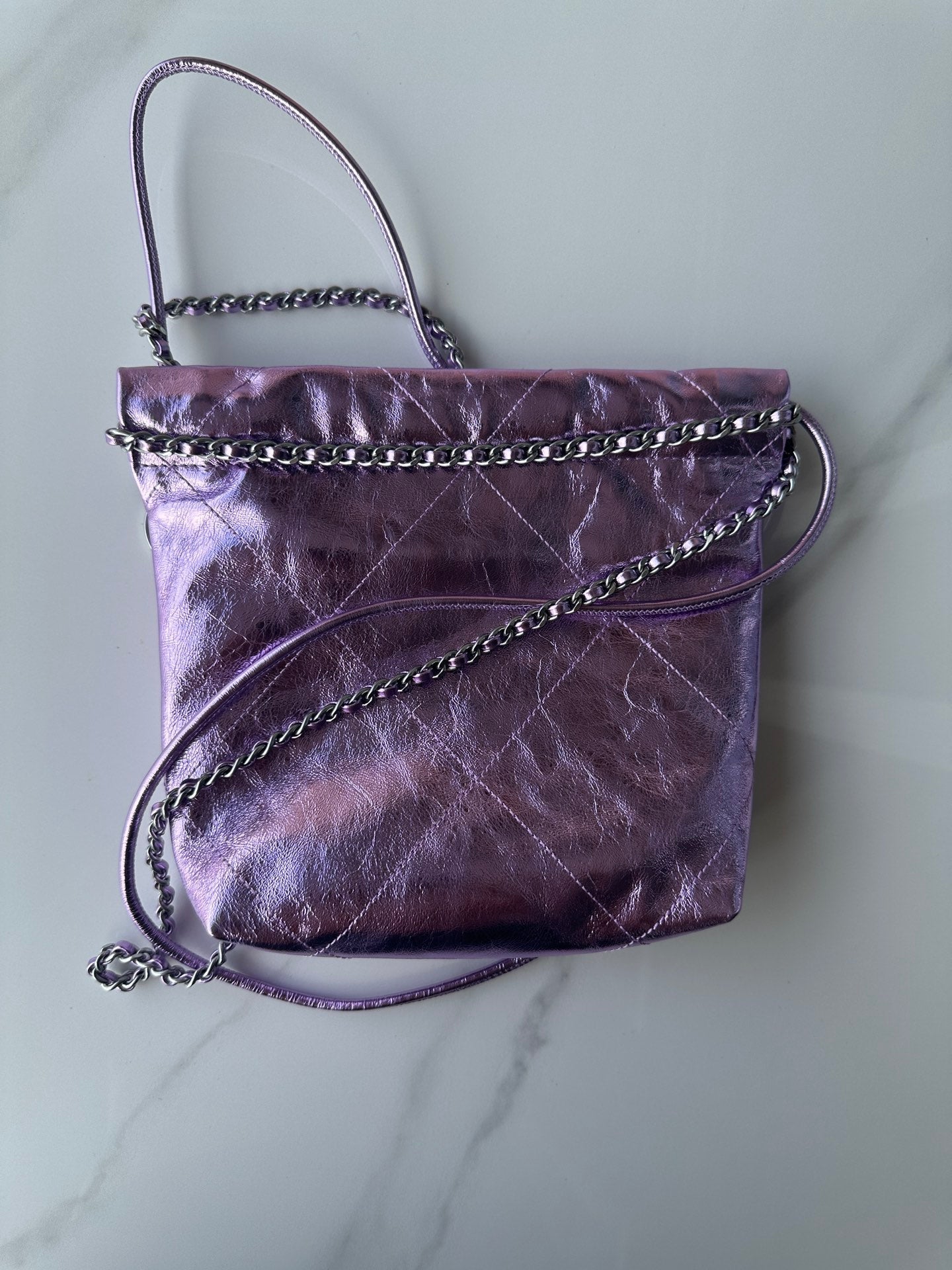 CC MINI 20 BAG IN VIOLET PURPLE METALLIC LAMBSKIN