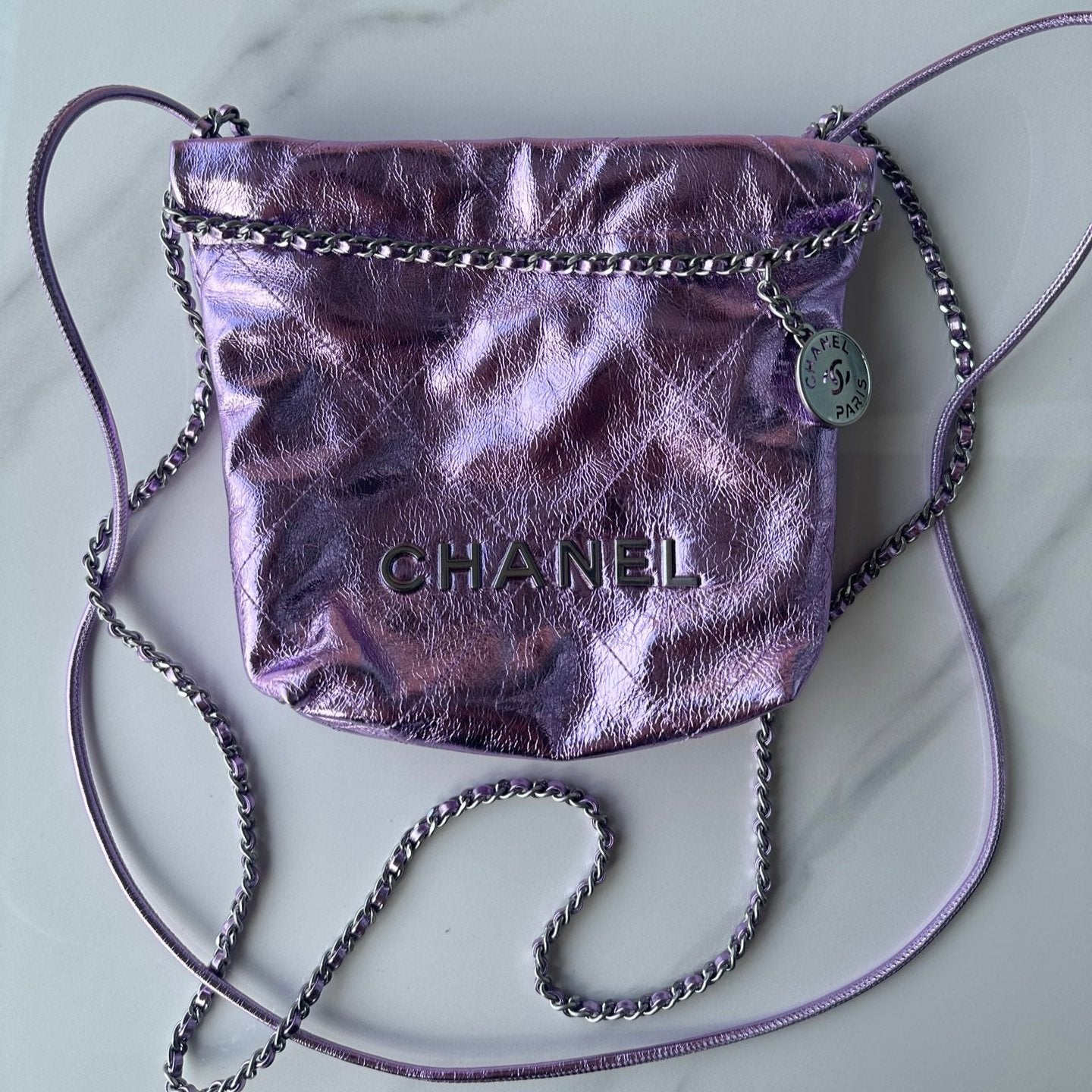 CC MINI 20 BAG IN VIOLET PURPLE METALLIC LAMBSKIN