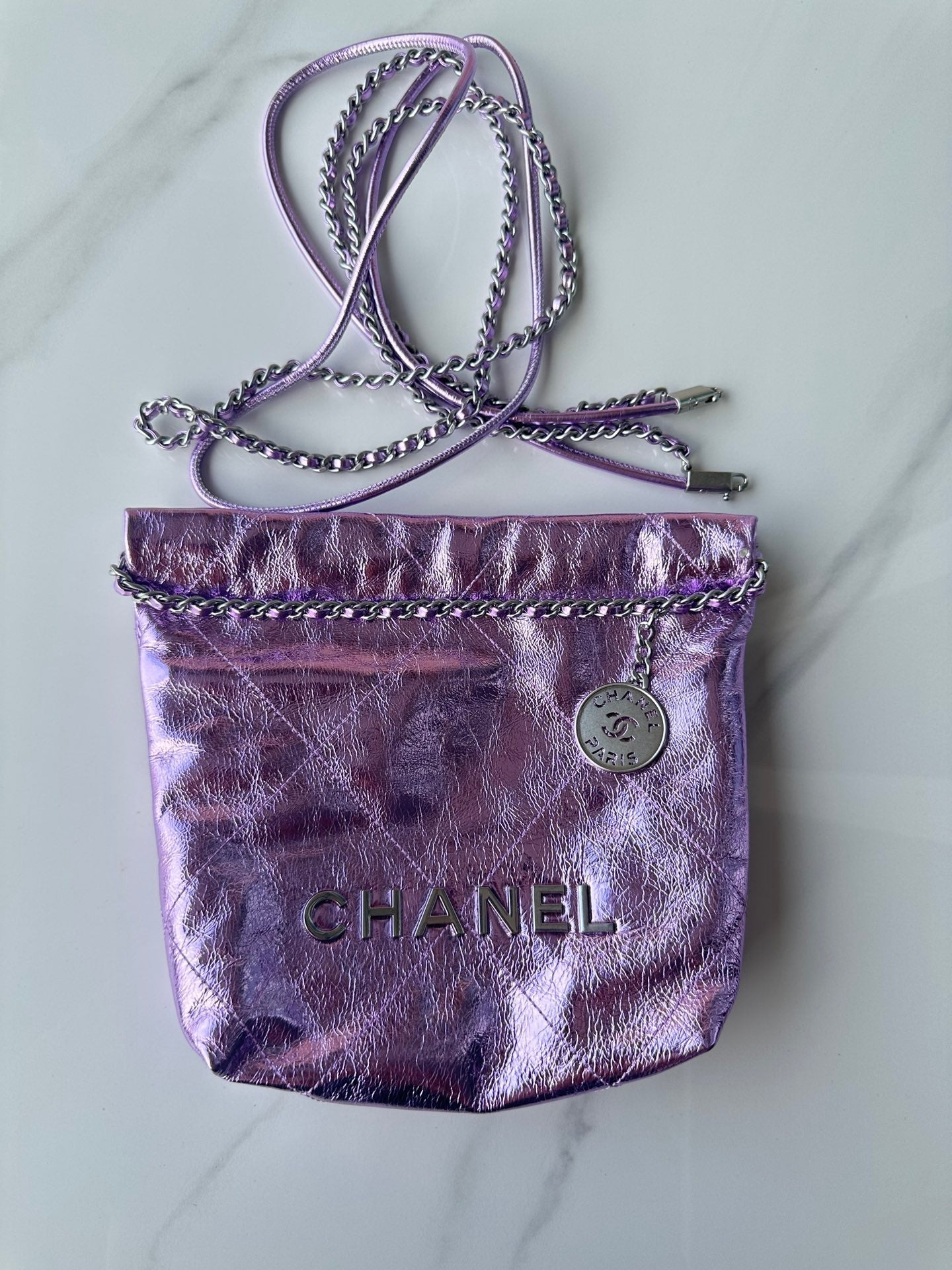 CC MINI 20 BAG IN VIOLET PURPLE METALLIC LAMBSKIN