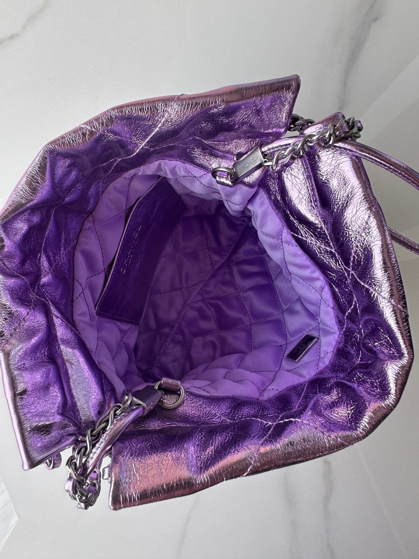 CC MINI 20 BAG IN VIOLET PURPLE METALLIC LAMBSKIN