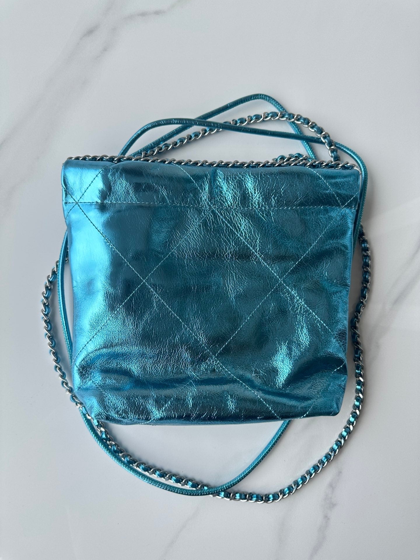 CC MINI 20 BAG IN CERULEAN BLUE METALLIC LAMBSKIN