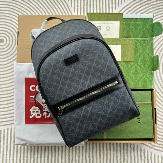 BACKPACK 44 IN GRAY MONOGRAM CANVAS AND BLACK LEATHER TRIM